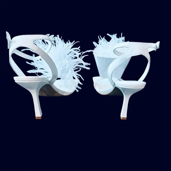 Gianni Bini Neela White Leather Heels Sandals, Ankle Strap - Picture 7 of 8